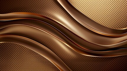 This is an image of 3D rendering of brown and gold colored metal waves against a dark brown background.

