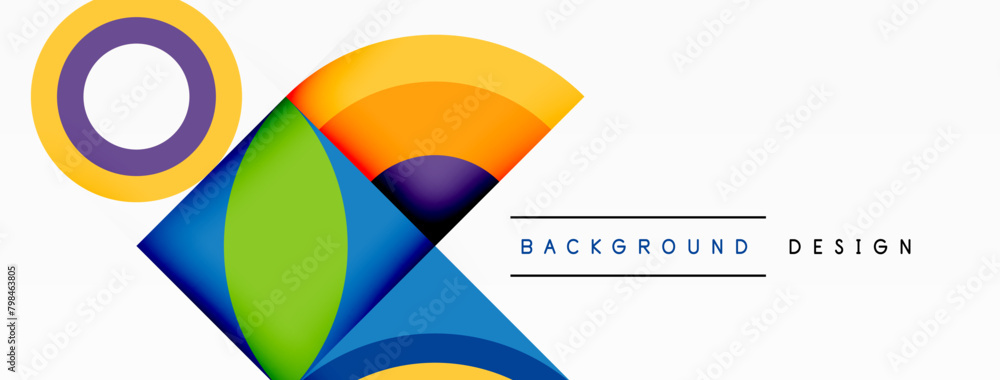 Poster an electric blue background adorned with circles and squares, creating a vibrant illustration suitab