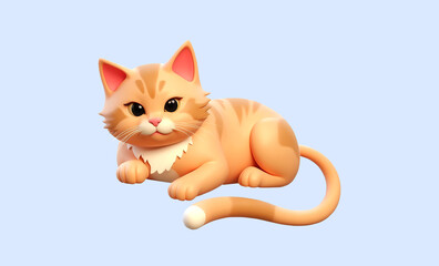 Fototapeta premium Cat lie down 3D illustration