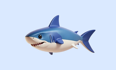 Cute shark Swimming 3D Illustration