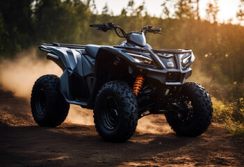 modern powerful atv offroad isolated tractor vehicle transport quadbike transportation extreme black wheel driving motorcycle sport hobby power racing car radiator front aggressive 