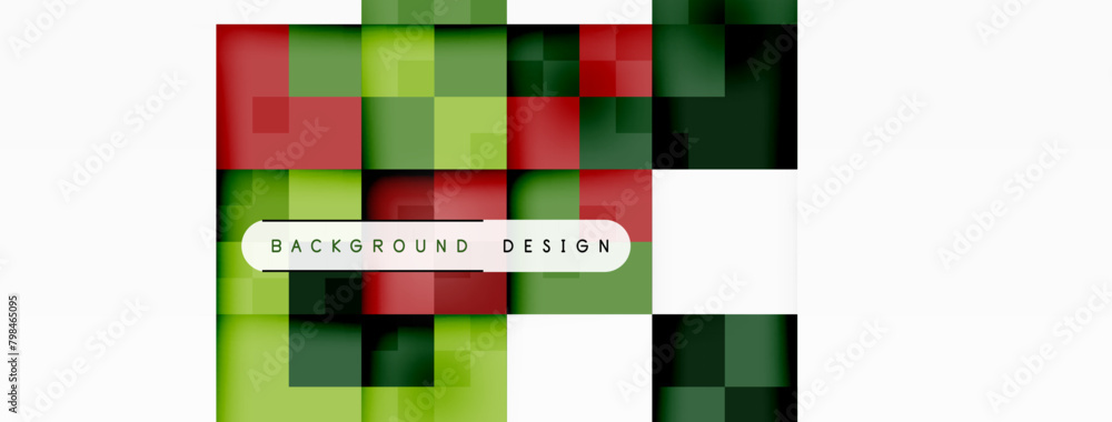 Poster Colorfulness and symmetry are highlighted in the red, green, and black checkered background with a white border. The pattern creates a sense of parallel lines and rectangles