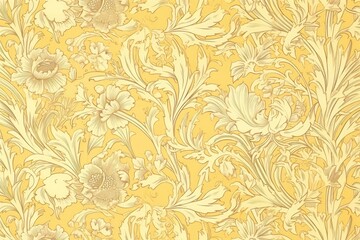 Daffodil toile wallpaper pattern art.