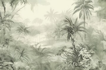Tropical jungle toile land outdoors drawing.