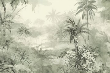Obraz premium Tropical jungle toile land outdoors drawing.