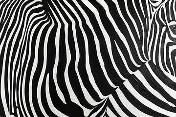 An illustration of a zebra's stripe pattern, reduced to a few elegant lines in black and white