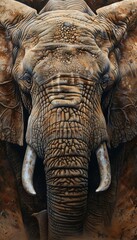 Capture a majestic elephant in a photorealistic style, showcasing intricate wrinkles and expressive eyes Bring out the grandeur and wisdom in this gentle giant