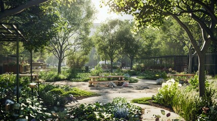 Obraz premium Communities working together creating green spaces, urban gardens , emphasizing collaboration and environmental stewardship. Generative Ai content hyper realistic 