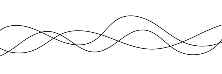 Thin line wavy background. Abstract black lines wave curve motion on white background vector Stock Vector