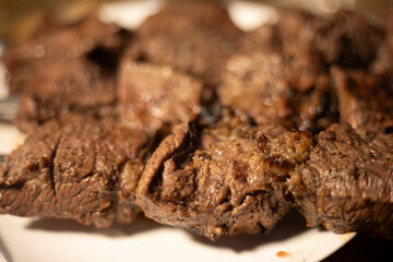 Grilled meat. Fatty food. Delicious dinner.