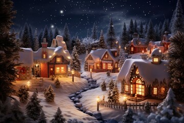 Christmas snowy village architecture building outdoors.