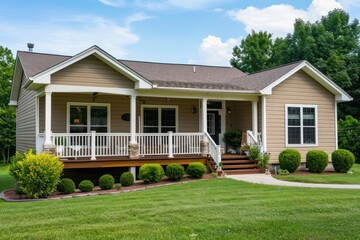 Beige siding house exterior architecture building housing.