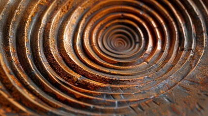 Naklejka premium A ceramic plate with a striking spiral pattern achieved through the technique of surface carving..