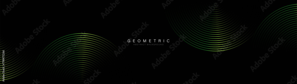 Poster abstract background with a green geometric circle ring. modern minimal trendy shiny lines pattern ho