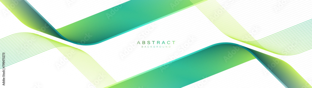 Poster Abstract background with a green geometric curve line. Modern minimal trendy lines pattern horizontal. Vector illustration