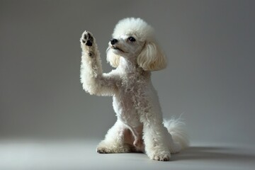 Poodle giving high five animal canine mammal.