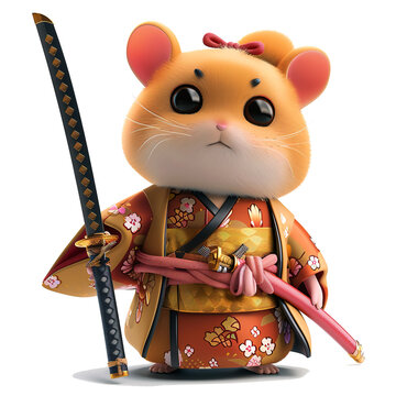 recommend clip art: Cute hamster samurai cartoon design. Chibi hamster samurai cartoon Illustration