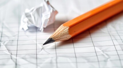 Notebook paper background with pencil concept of studying