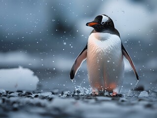 Intimate Penguin Moment in Icy Domain: A Captivating Nature Scene