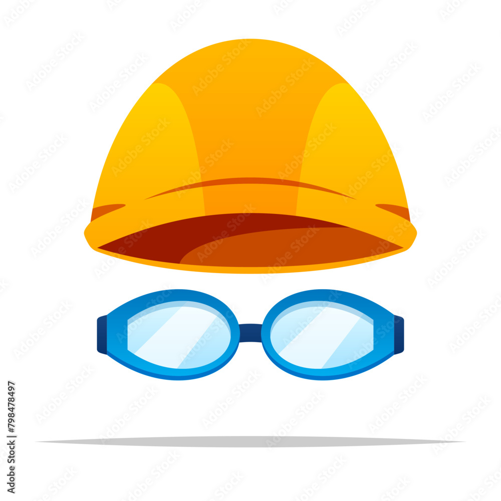 Poster Swimming cap and goggles vector isolated illustration