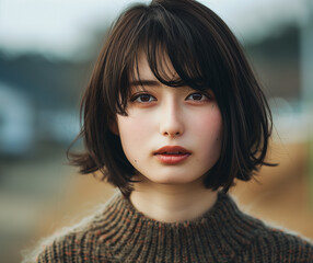 Obraz premium Beautiful Japanese women, Short hair