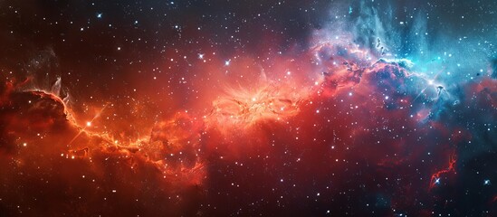 Fototapeta premium Captivating close-up image showcasing a vast galaxy filled with twinkling stars and colorful nebulas in the cosmic expanse