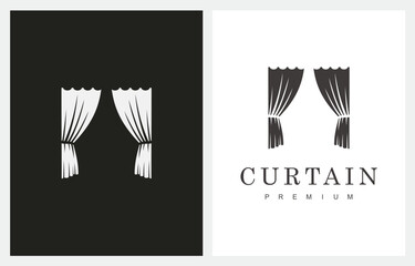 Curtain minimalist logo design icon vector template