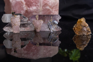 quartz set on metal for protection and jewelry, holistic