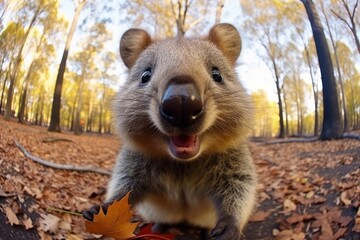 Obraz premium Selfie quokka wildlife outdoors animal.