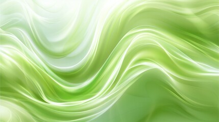 Soft green waves with satin texture flowing gracefully in abstract background