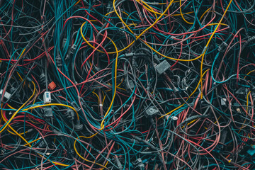 Texture Of A Bunch Of Multi-Colored Small Electronic Wires Mixed Up With Other Created Using Artificial Intelligence