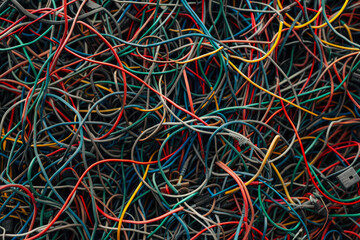 Texture Of A Bunch Of Multi-Colored Small Electronic Wires Mixed Up With Other Created Using Artificial Intelligence