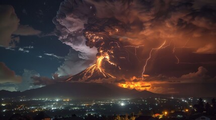 Mayon Volcano Eruption in the Philippines with Stunning Volcanic Lightning Display