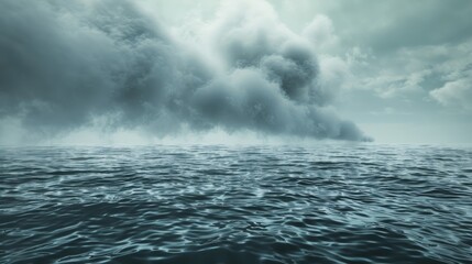 Obraz premium Acid Rain on the Ocean: A dramatic illustration of acid rain falling on the ocean surface