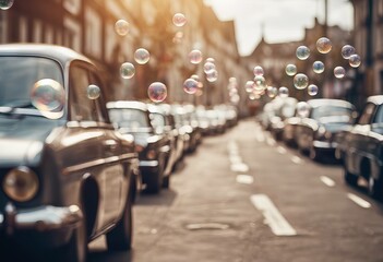 'balls street vintage vintage background space lens Blurred shot bokeh bubble free Line cars copy'