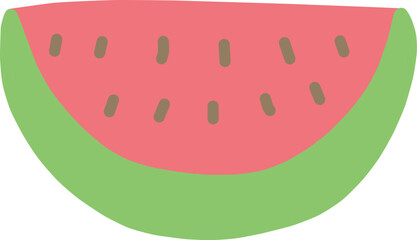 シンプルにデフォルメしたかわいいスイカのイラスト