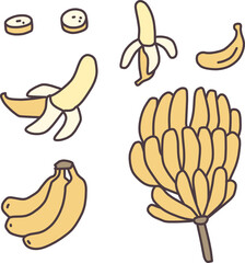 シンプルにデフォルメしたかわいいバナナのイラスト