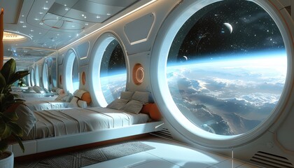 Orbital Vacation, Imagine a futuristic scenario where space tourism is commonplace