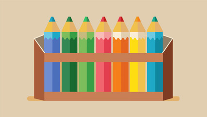Obraz premium A set of colored pencils made from reclaimed wood and packaged in recycled paper.