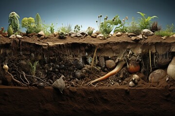 A cross-section of healthy soil teeming with life.