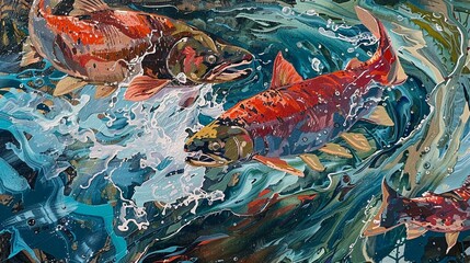 colourful painting of fish 