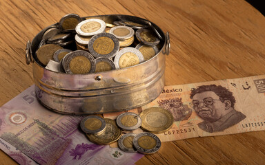 money and coins, Mexican peso 
