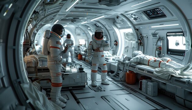 Zero Gravity Research, Depict scientists and researchers conducting experiments that take advantage of the absence of gravity