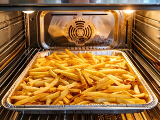 a tray of french fries is sitting inside an oven 