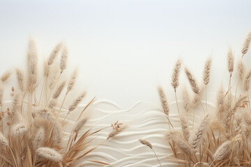 Beautiful dry grass on water background with copy space for text