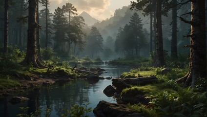 Fototapeta premium Nature and Environmental Awareness Beautiful and detailed depictions of untouched natural environments, often emphasizing conservation and the beauty of nature ai_generated