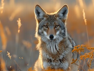 Fototapeta premium Wilderness Serenity: Majestic Coyote in the Wild