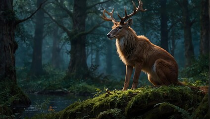 Obraz premium Fantasy and Mythology Detailed portrayals of mythical creatures, enchanted forests, and magical events ai_generated