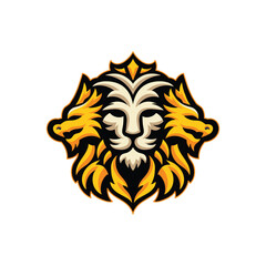 golden dragons and lion head symbol