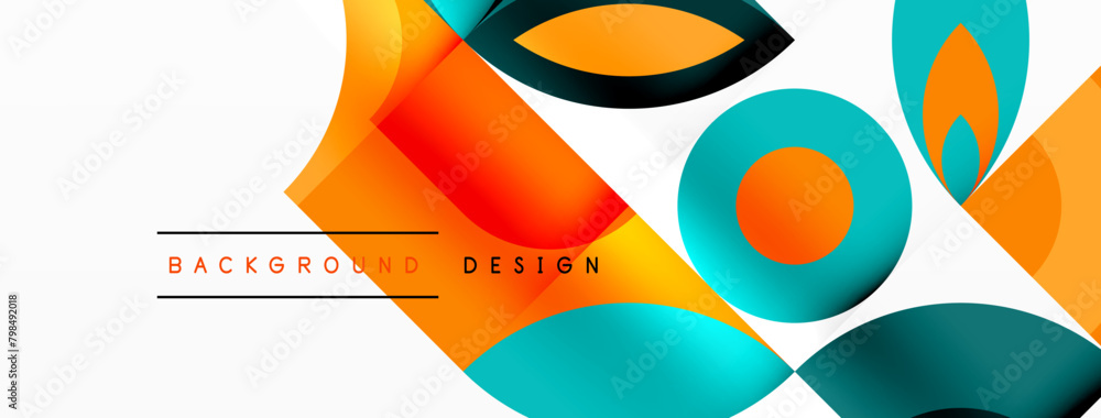 Aufkleber a vibrant display of artistry with colorful circles and triangles on an electric blue background, sh